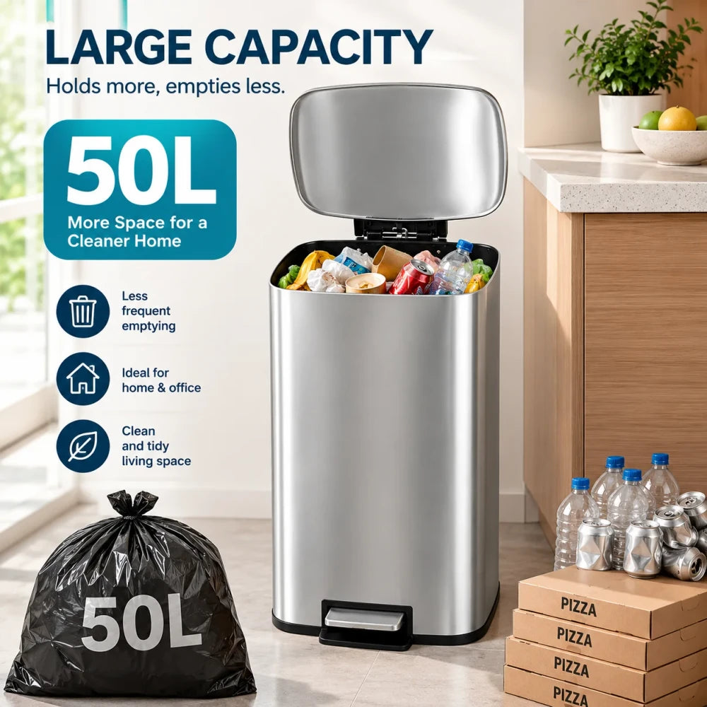 SimplyKleen Stainless Steel Step Trash Can
